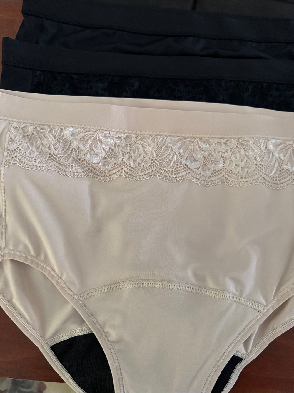 Breezies Natural Curve Leak Proof Lace-Trim High Waist Briefs Set of 3 Pack